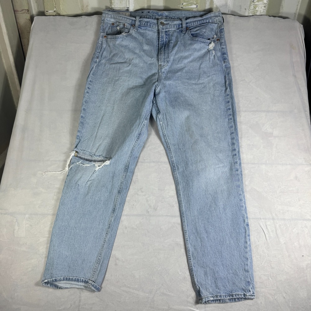 Gap Womens Sky High Straight Jeans Light‎ Blue Distressed Denim Comfort 18R